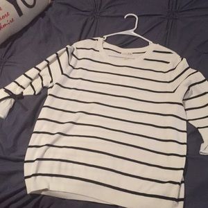 White sweater with black stripes